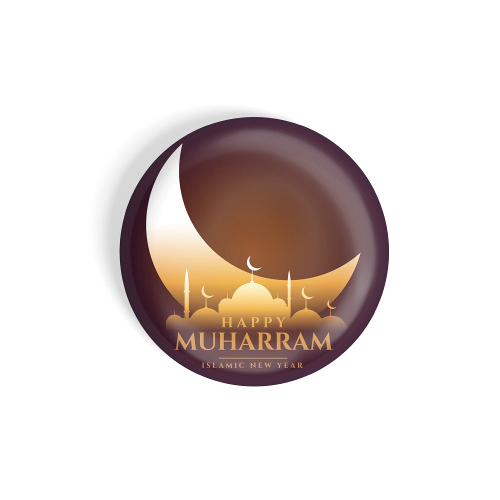 dhcrafts Round Fridge Magnet Brown Muharram D2 Glossy Finish Design Pack of 1 (58 mm)